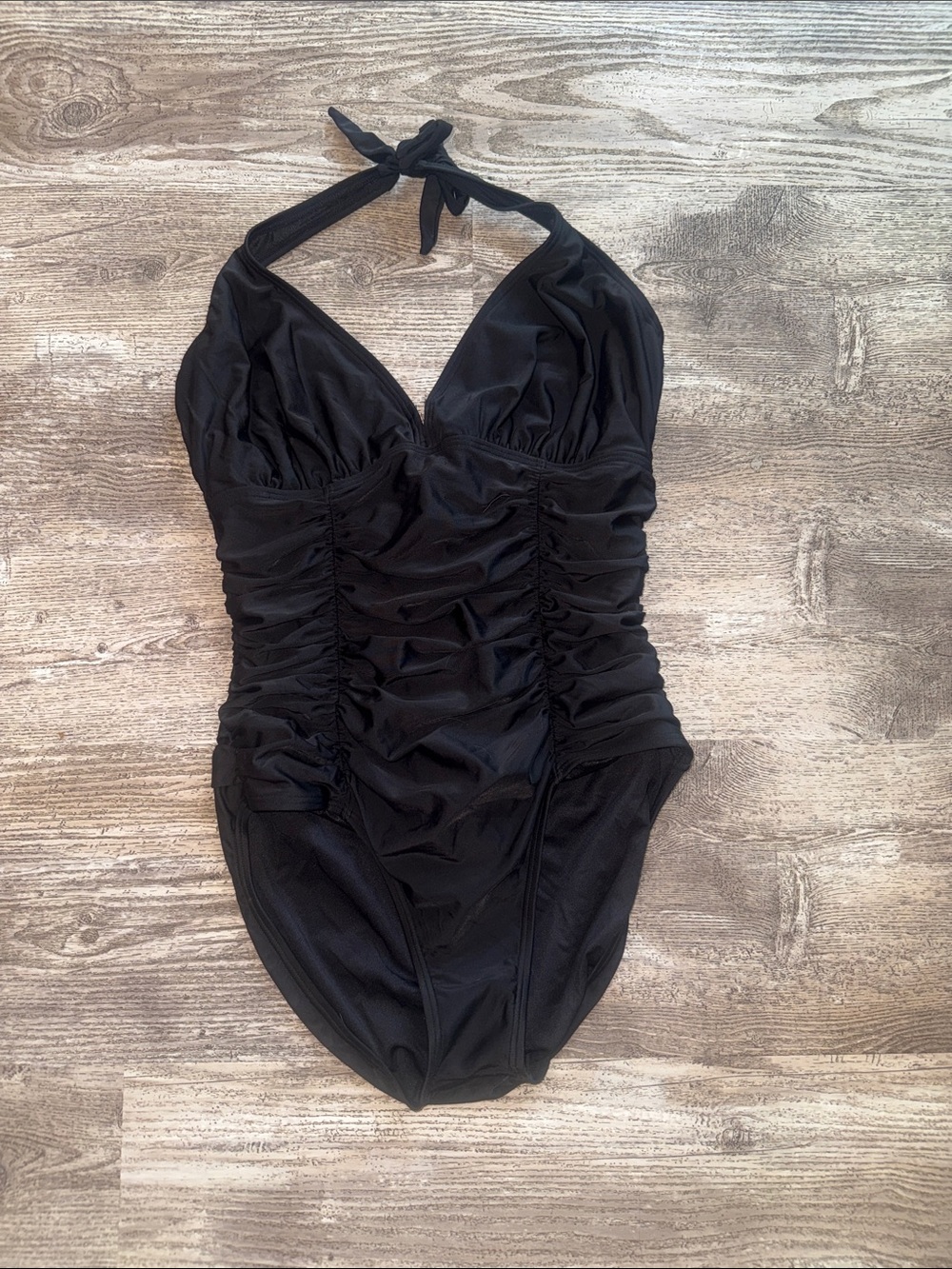 Aerin Black Ruched Halter Kids One-Piece